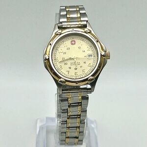Vintage 90’s Wenger Diver SAK Design Silver and off  White Ladies Watch Working